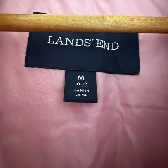 Lands' End Light Pink Zip Up Puffer Vest Size Medium 10-12 - Picture 5 of 6